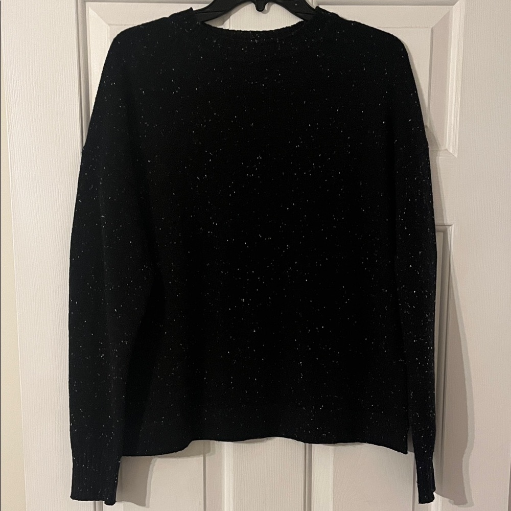 J. Crew Factory Black w/ Speckled White Crew Neck Sweater Small Size